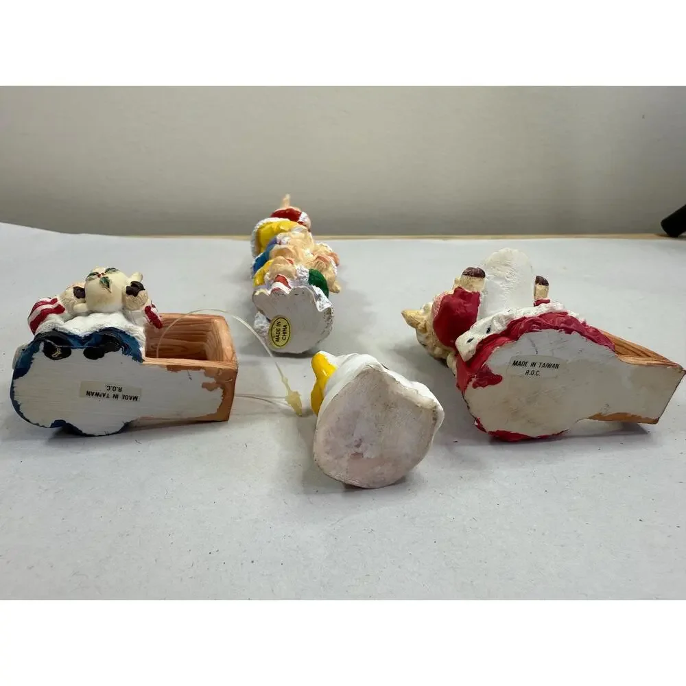 Set of 4 Vintage Christmas Pigs, Festive Holiday Figurines, Farmhouse Decor